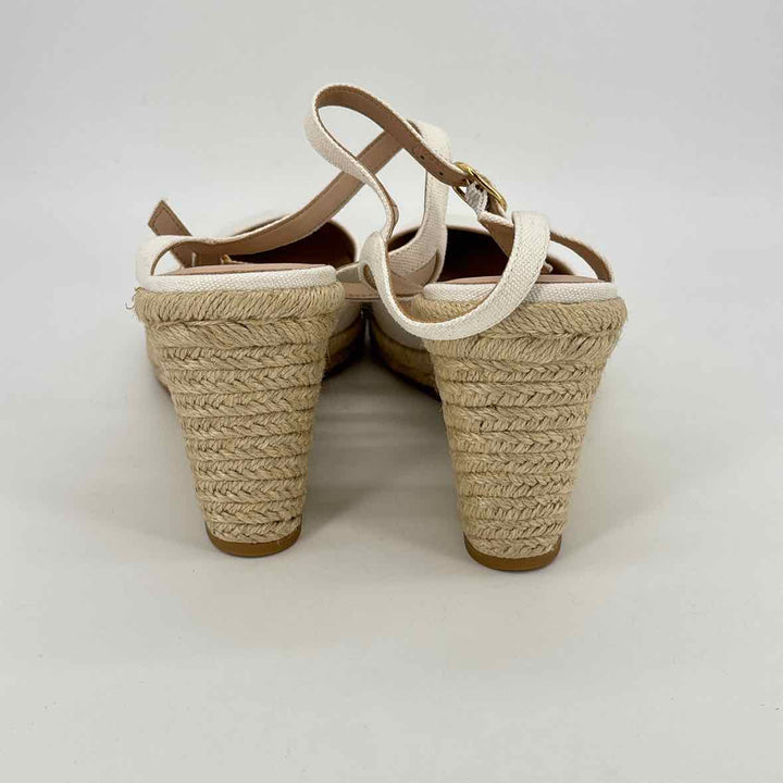 Shoe Size 10.5 Stuart Weitzman Beige Canvas Wedge