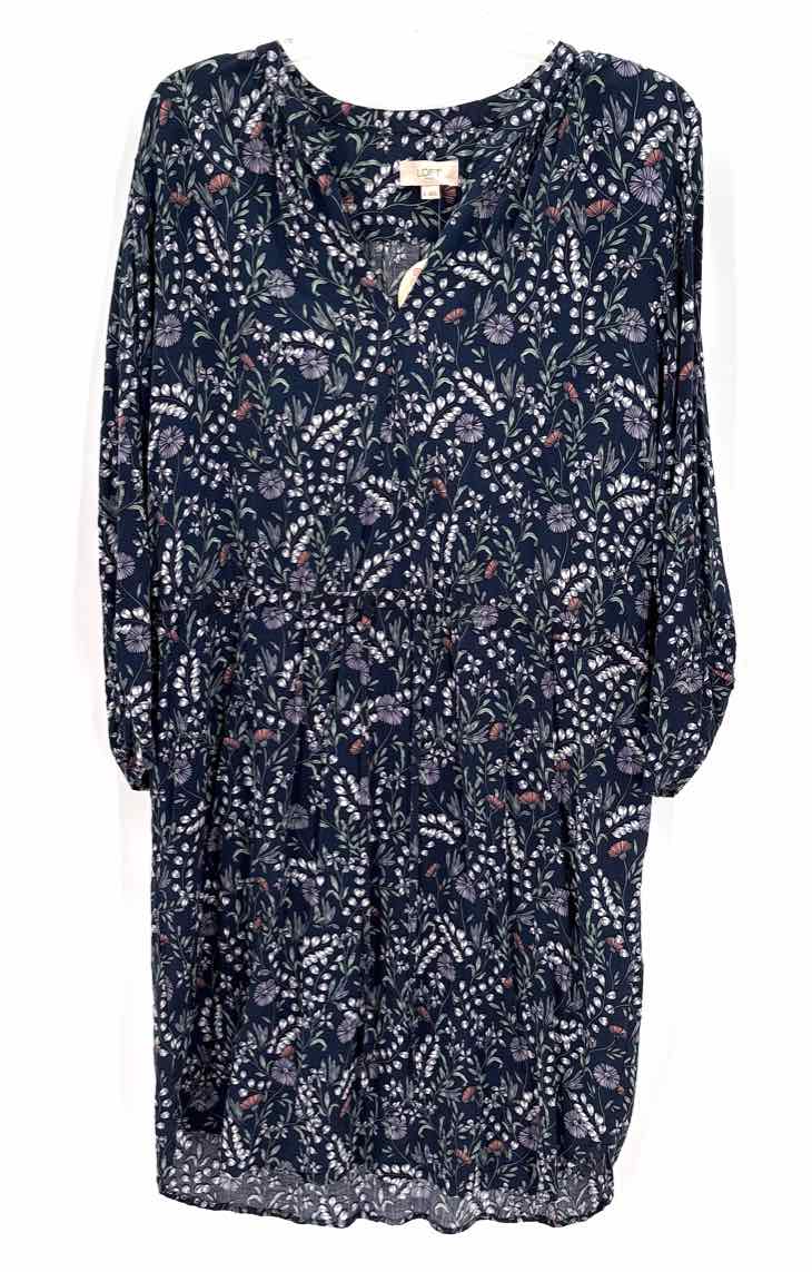 Size XL LOFT Navy Print Dress