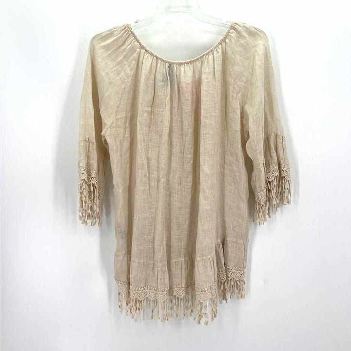 Size XL SAKS FIFTH AVENUE Tan Linen Shirt