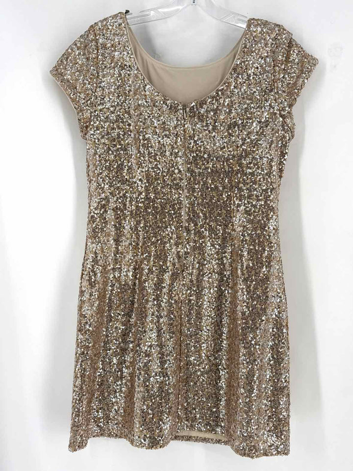 Size M White House Black Market Gold Dress
