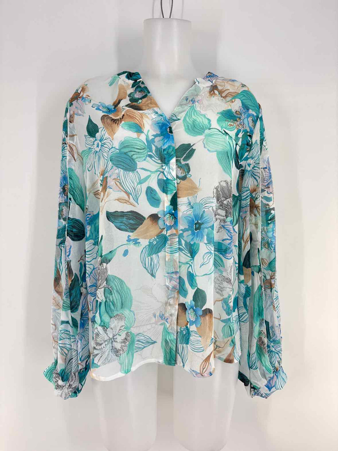 Size 12 Chico's Blue Print Shirt