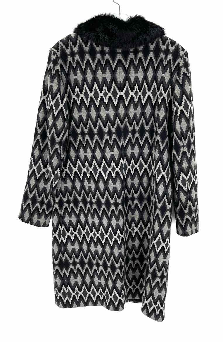 Size L INC Multi-Color Knit Faux Fur Coat