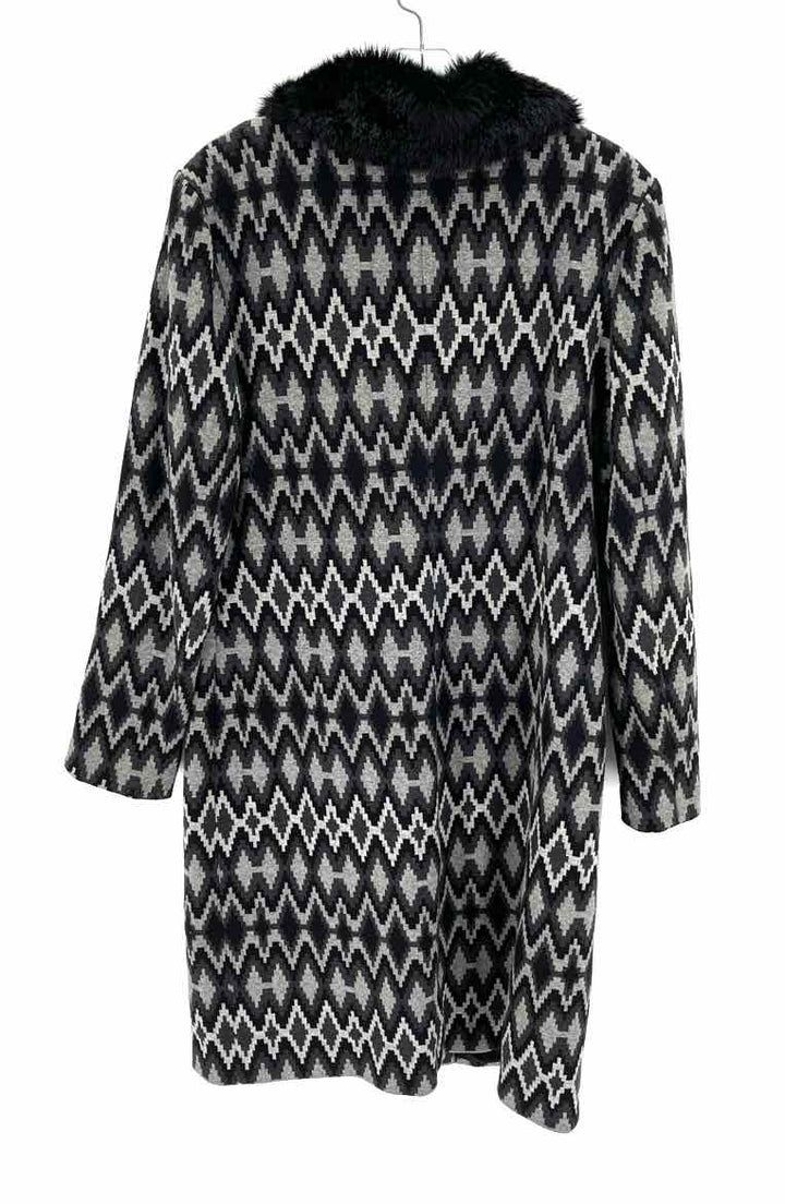 Size L INC Multi-Color Knit Faux Fur Coat