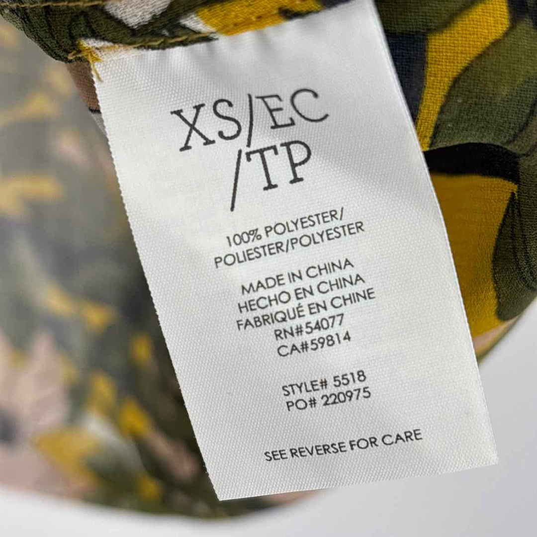Size XS CABI Yellow Print Shirt