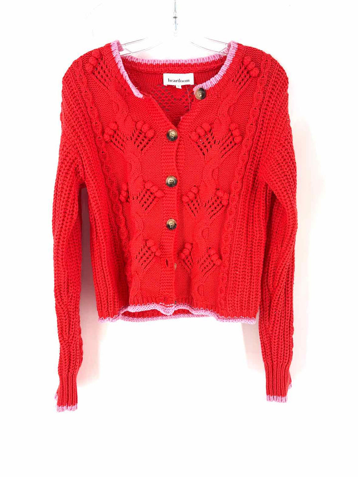 Size M HEARTLOOM Red Knit Cardigan