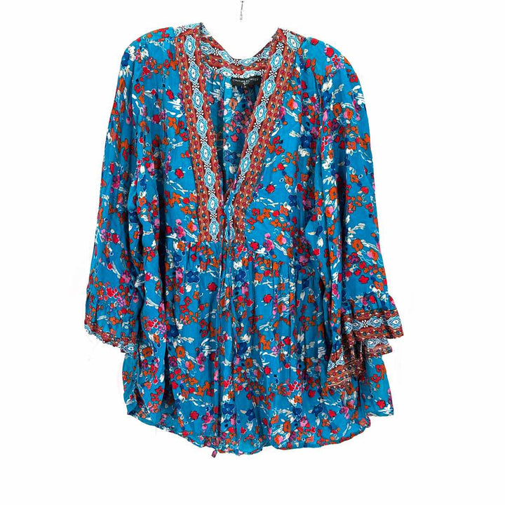 Size 1X CYNTHIA ROWLEY Blue Shirt