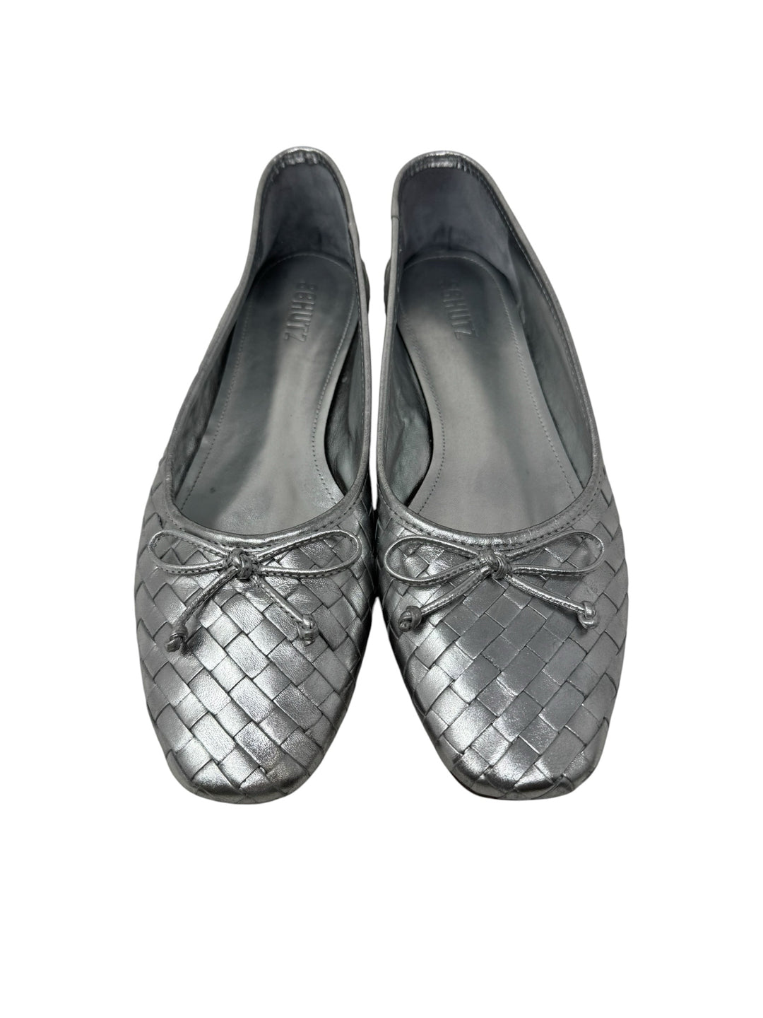 Shoe Size 10 SCHUTZ Silver Leather Flats