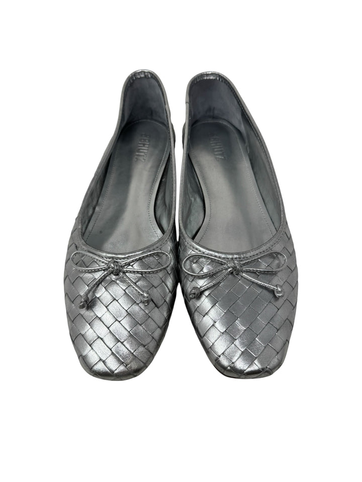 Shoe Size 10 SCHUTZ Silver Leather Flats