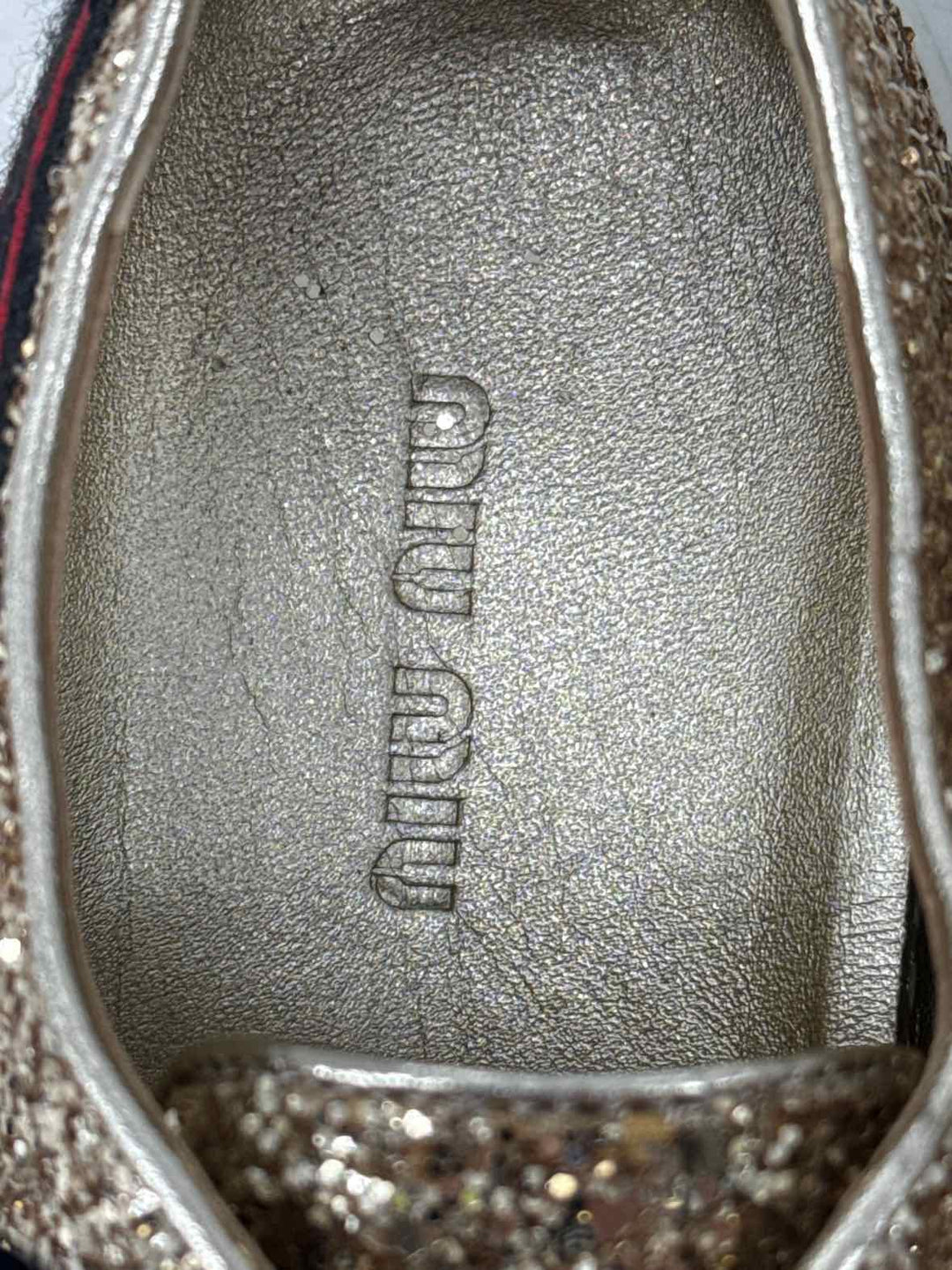Shoe Size 38 MIU MIU Gold Sneakers