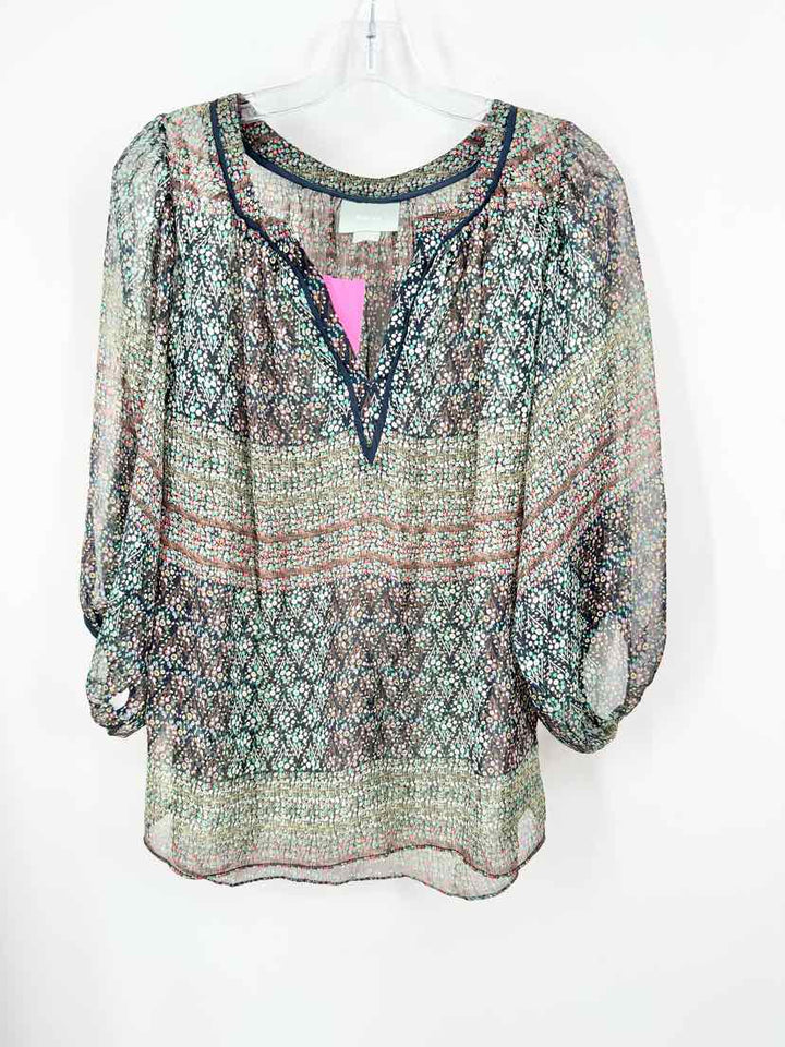 Size L MAEVE Navy Print Shirt