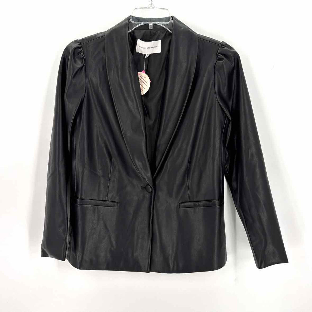 Size M Cupcakes & Cashmere Black Faux Leather Blazer