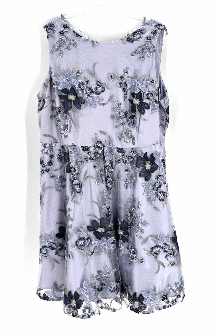 Size 18 TAHARI Light Blue Lace Sequined Dress