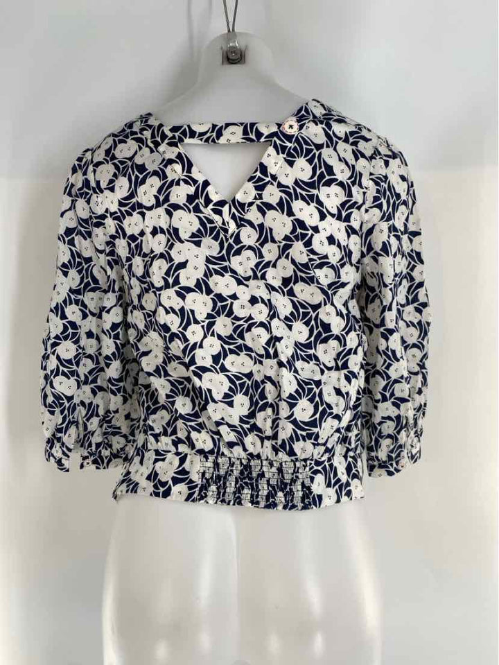 Size 00 Anthropologie Navy Print Shirt