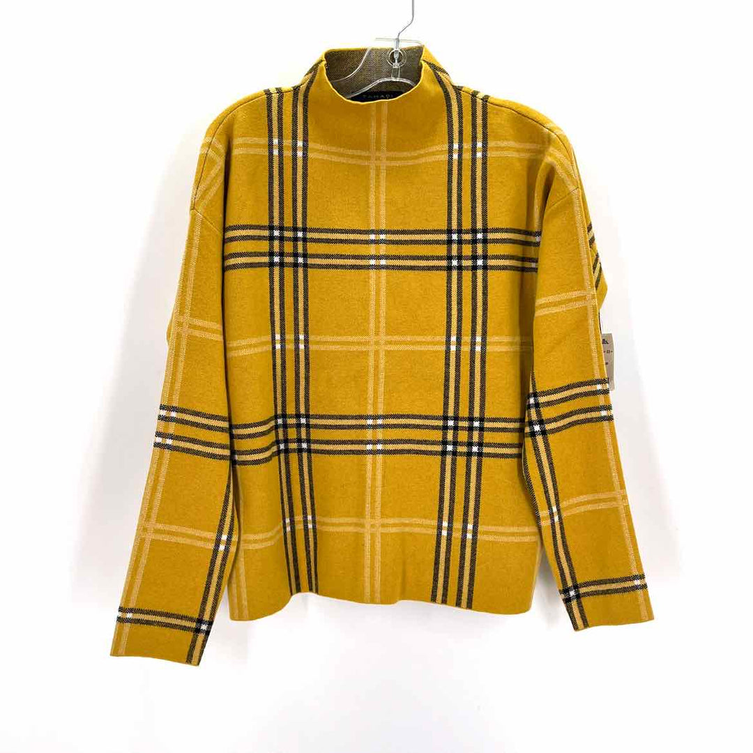 Size L TAHARI Yellow Knit Sweater