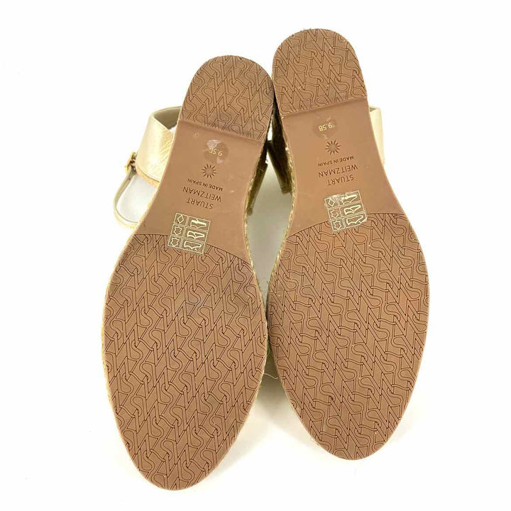 Shoe Size 9.5 Stuart Weitzman Gold Leather Wedge