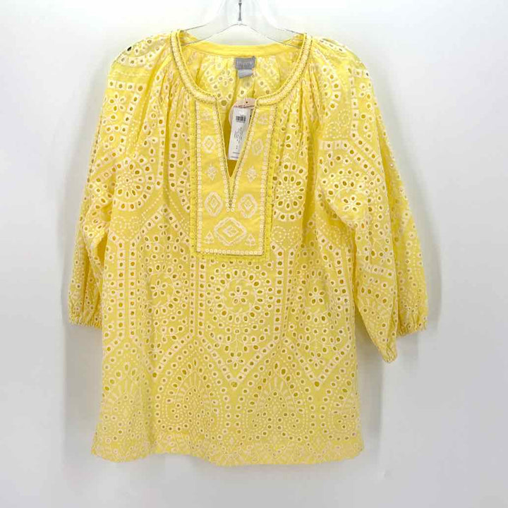 Size M Chico's Yellow Knit Beaded Shirt