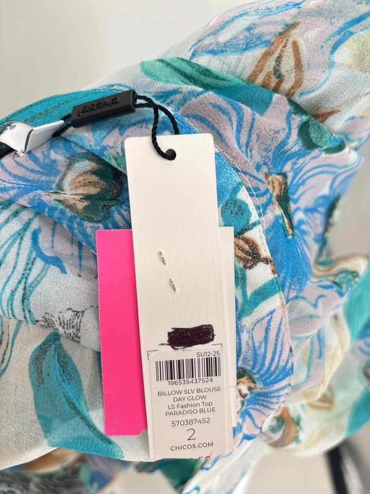 Size 12 Chico's Blue Print Shirt