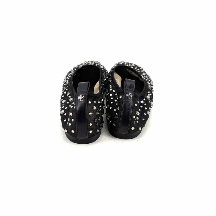 Shoe Size 9 Tory Burch Black Mesh Leather Flats