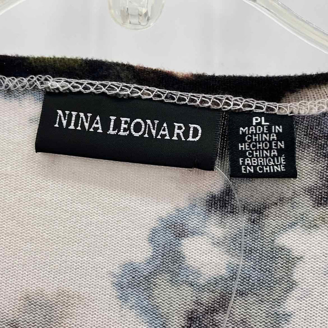 Size L NINA LEONARD Brown Print Sweater