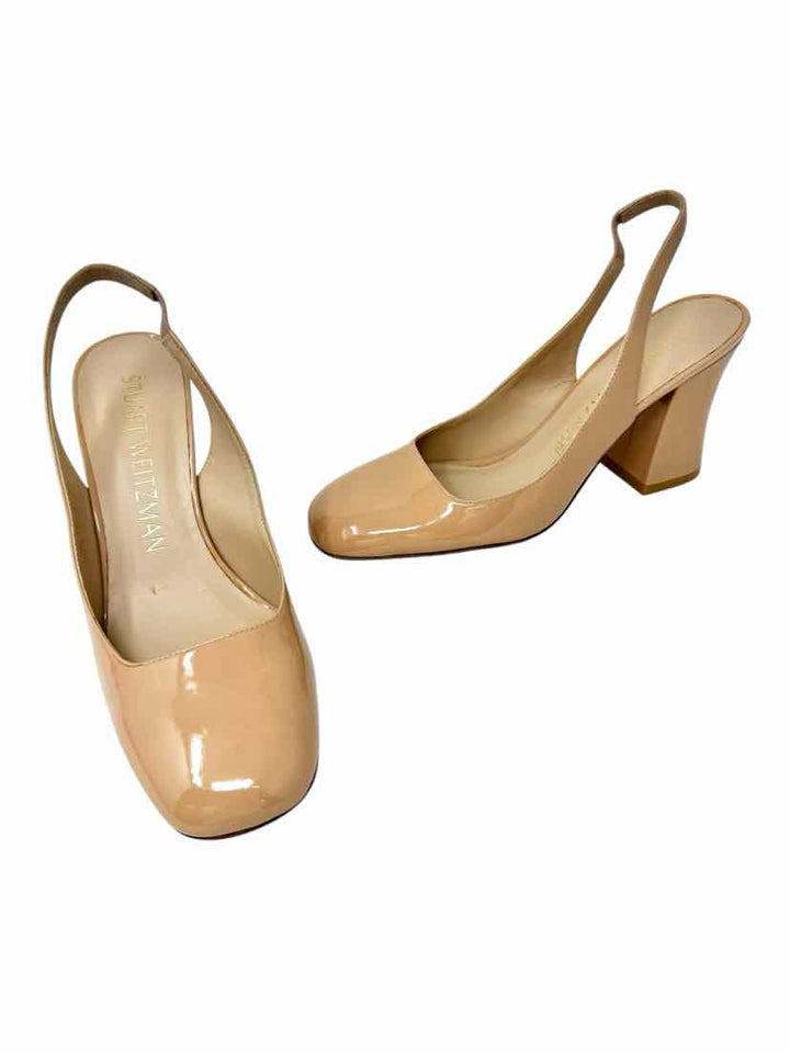 Shoe Size 8 Stuart Weitzman Tan PATENT Pumps