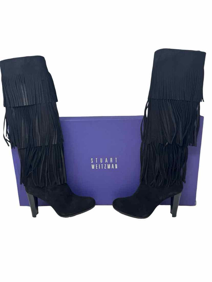 Shoe Size 8 Stuart Weitzman Black Suede Luxury - Boots