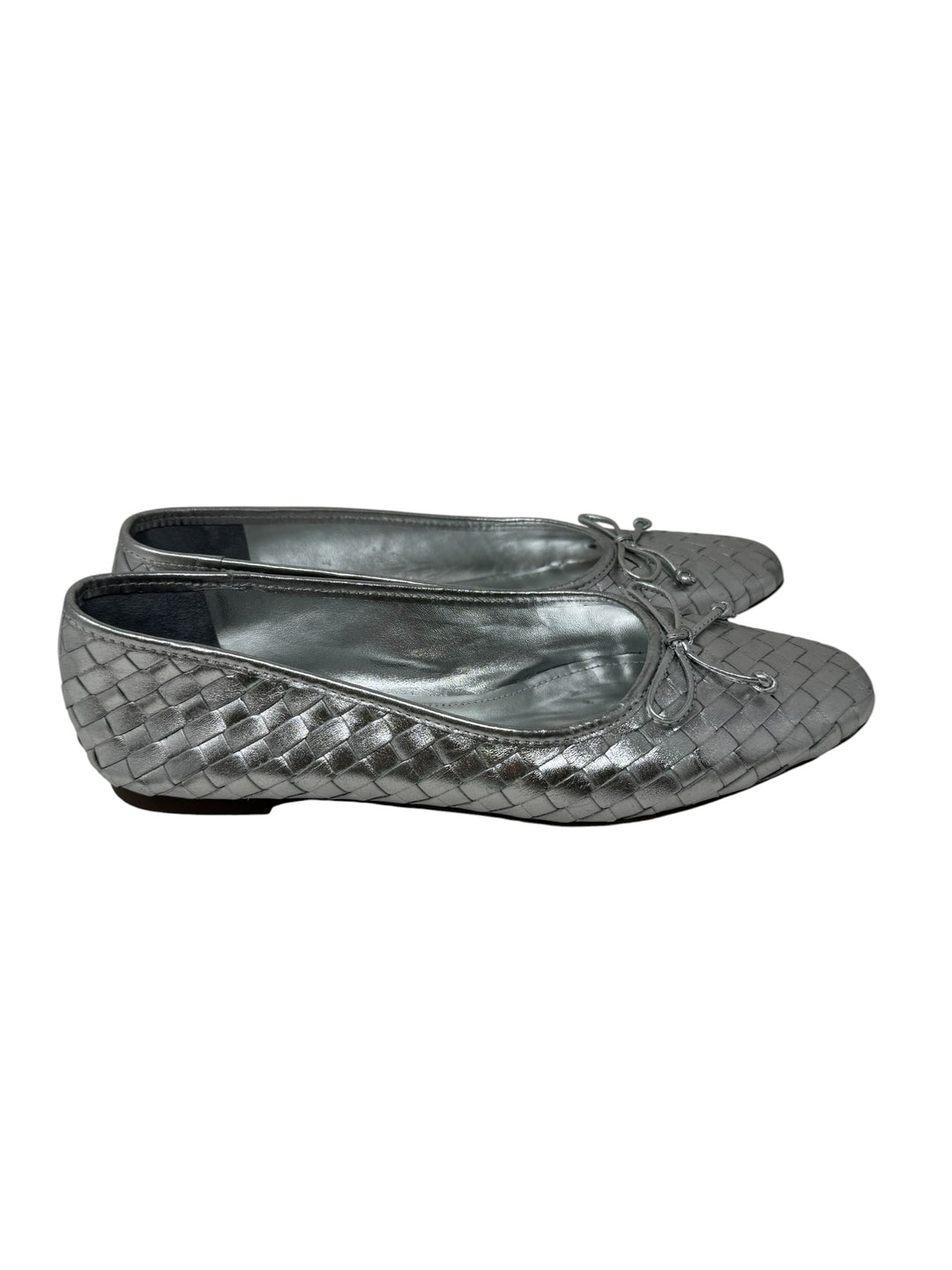 Shoe Size 10 SCHUTZ Silver Leather Flats