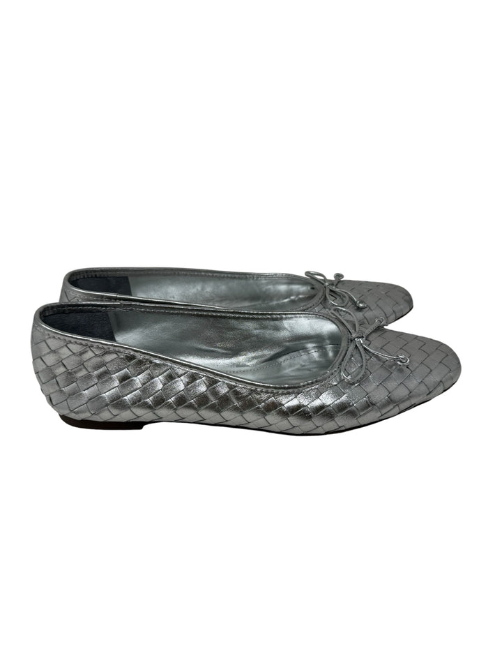 Shoe Size 10 SCHUTZ Silver Leather Flats