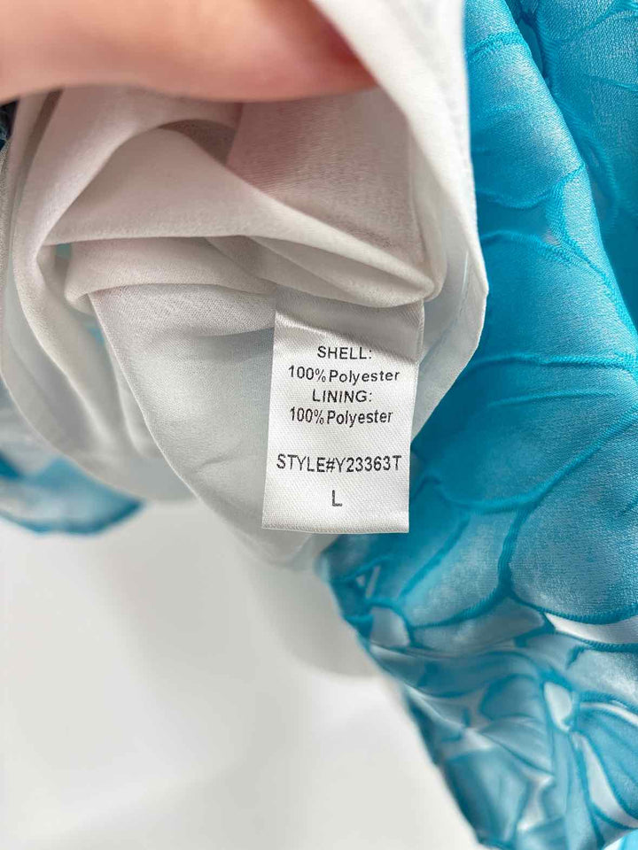 Size L POMANDER PLACE Blue Print Dress