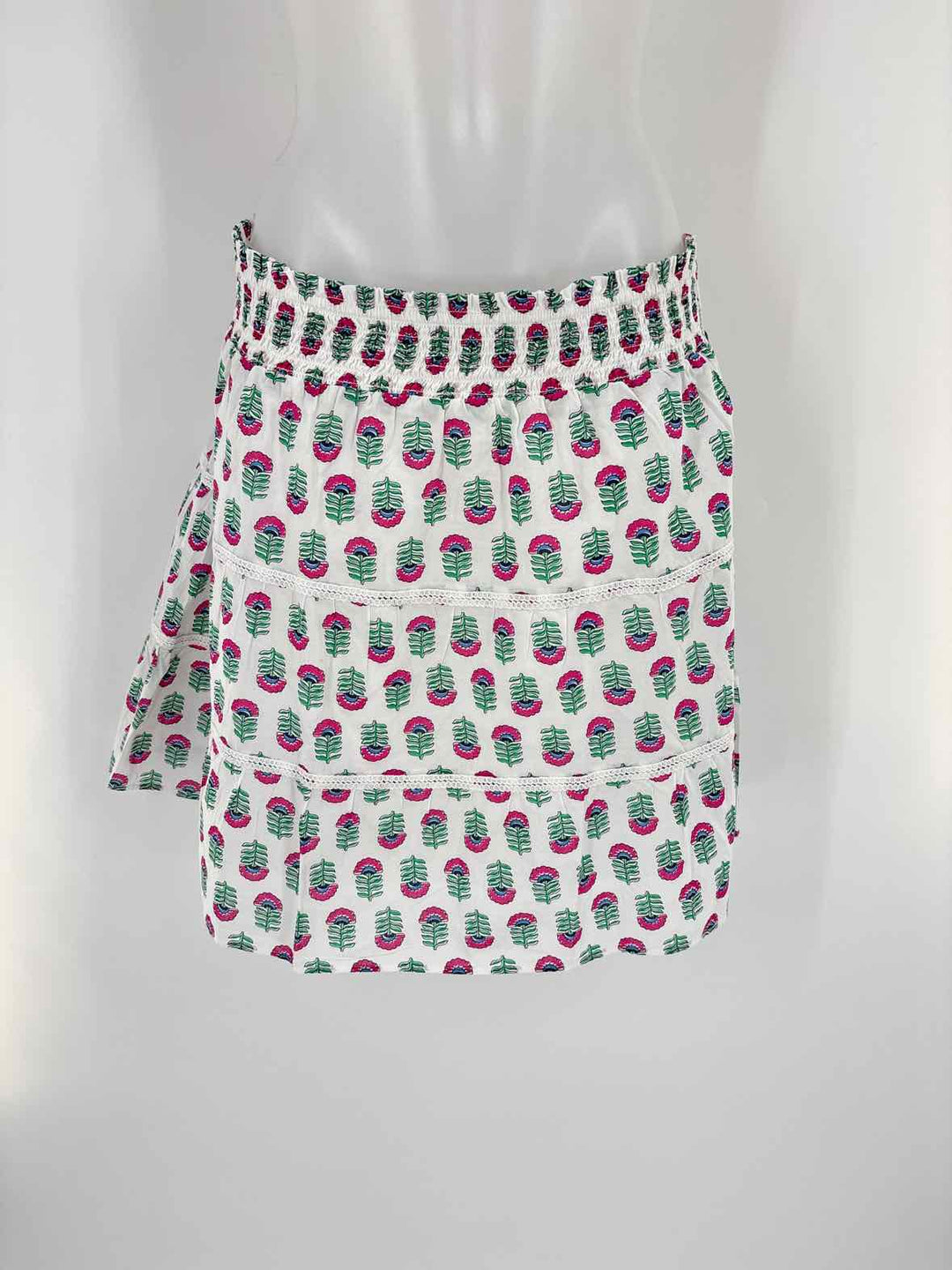 Size L J Crew White Print Skirt