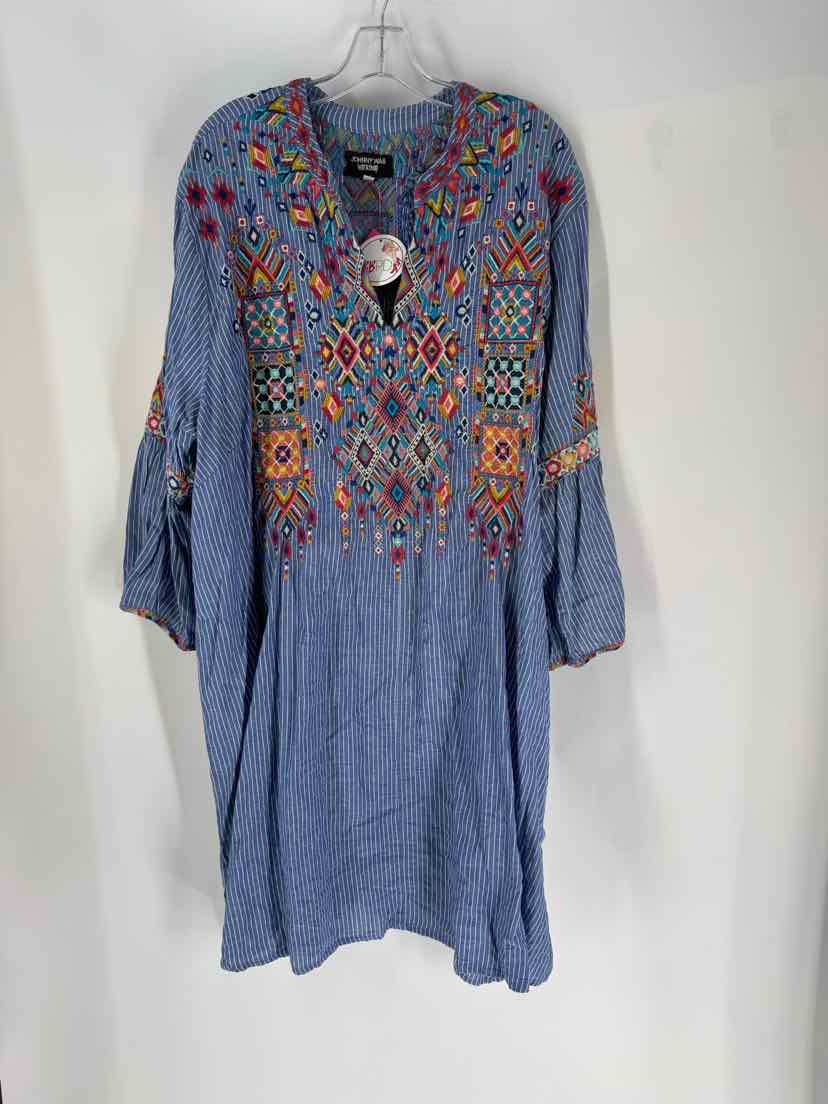Size 3X Johnny Was Blue Print Shirt