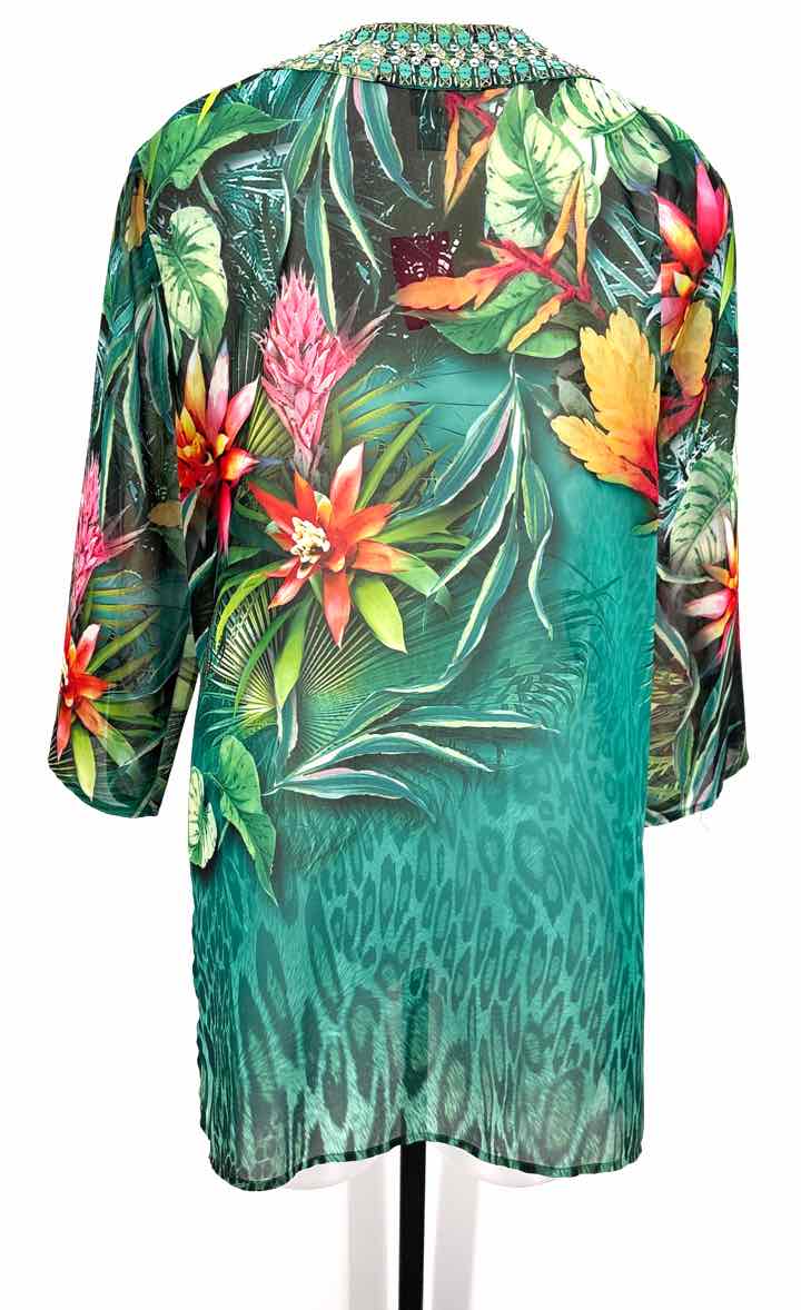 Size L Chico's Green Sequined Shirt