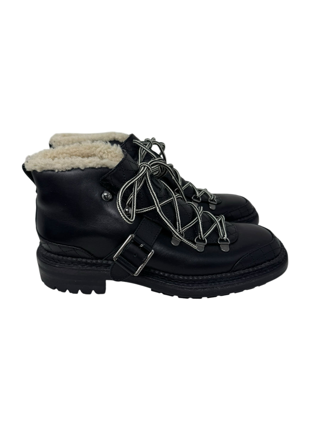 Shoe Size 38 Chanel Black Leather Luxury - Boots