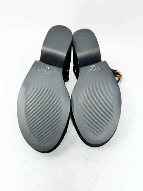 Shoe Size 8.5 Black Velour Sandals