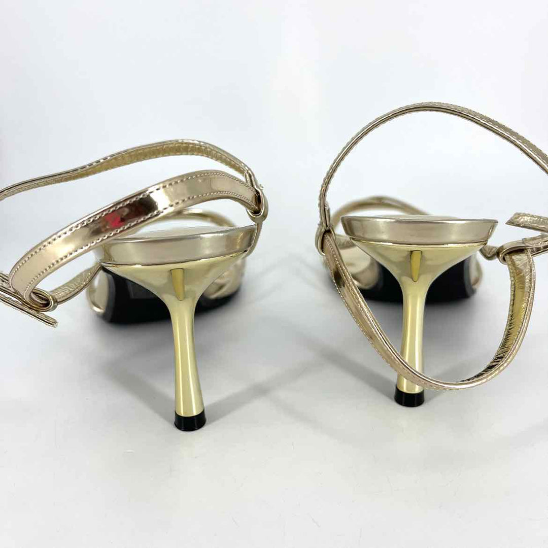 Shoe Size 42 Gold Faux Leather Pumps