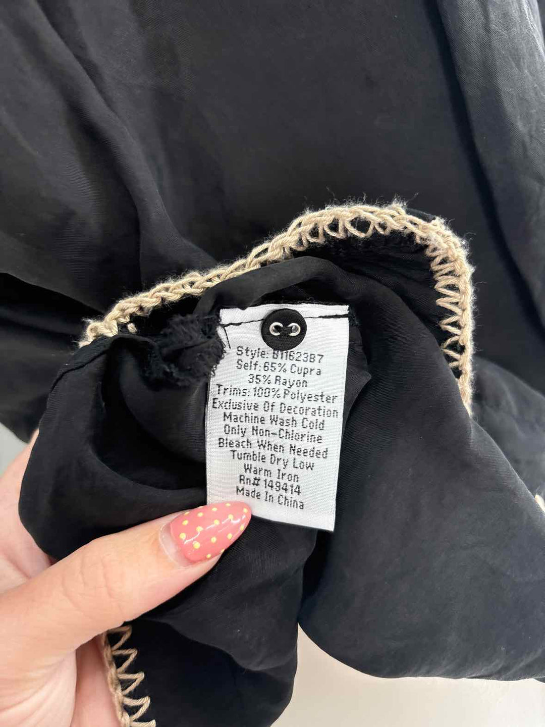Size M Johnny Was Black Silk Shirt