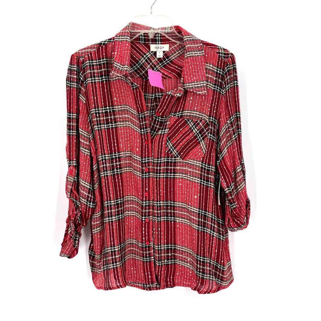 Size L Style & Co Red Sequined Shirt