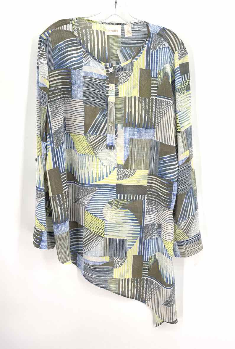 Size L Chico's Blue Print Shirt