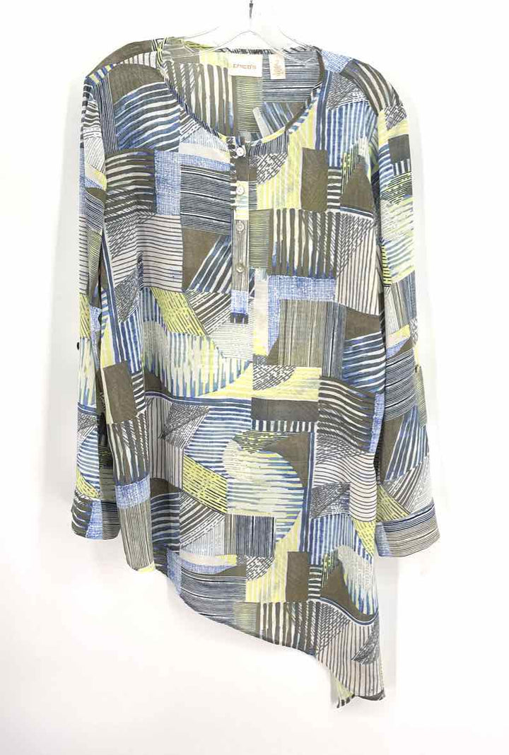 Size L Chico's Blue Print Shirt