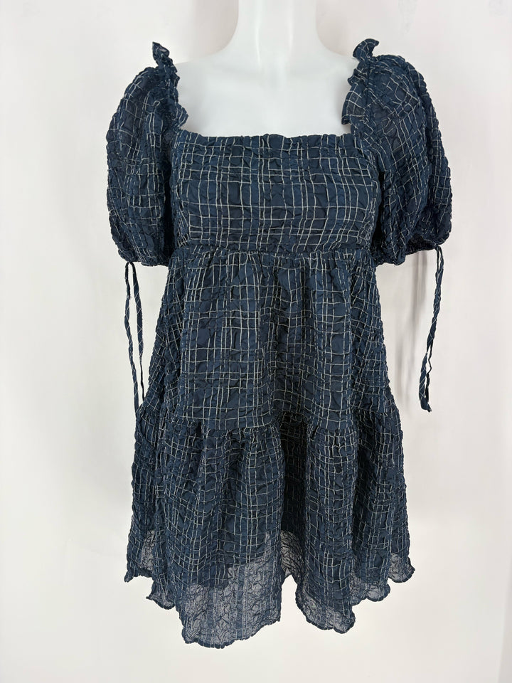 Size S ENGLISH FACTORY Navy Print Dress