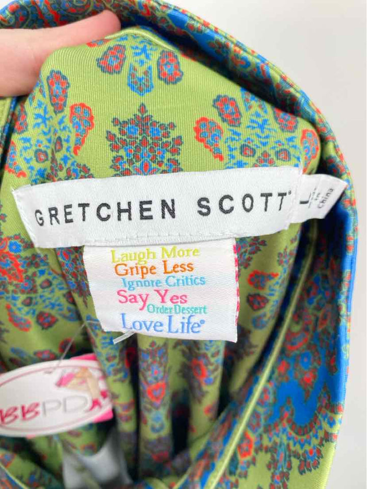 Size L Gretchen Scott Green Print Dress