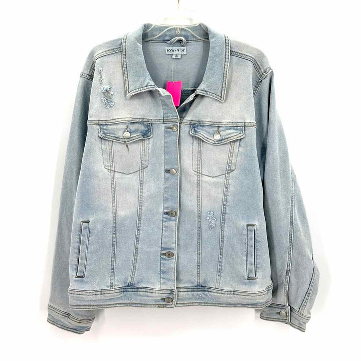 Size 2X AVA & VIV Light Blue Denim Jacket