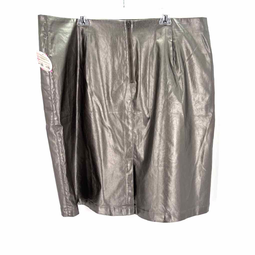 Size 24 Pewter Faux Leather Skirt