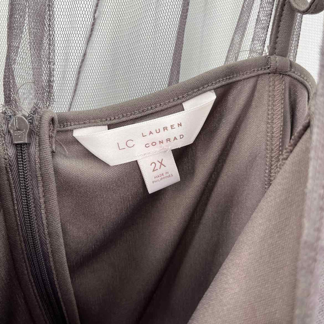 Size 2X LAUREN CONRAD Gray Mesh Dress