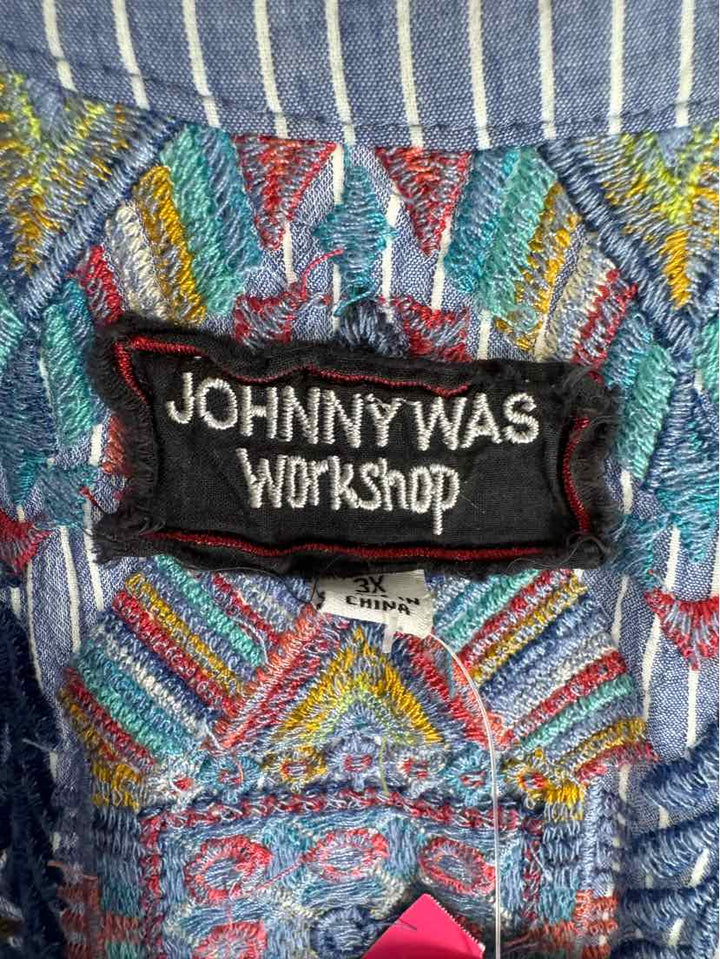 Size 3X Johnny Was Blue Print Shirt