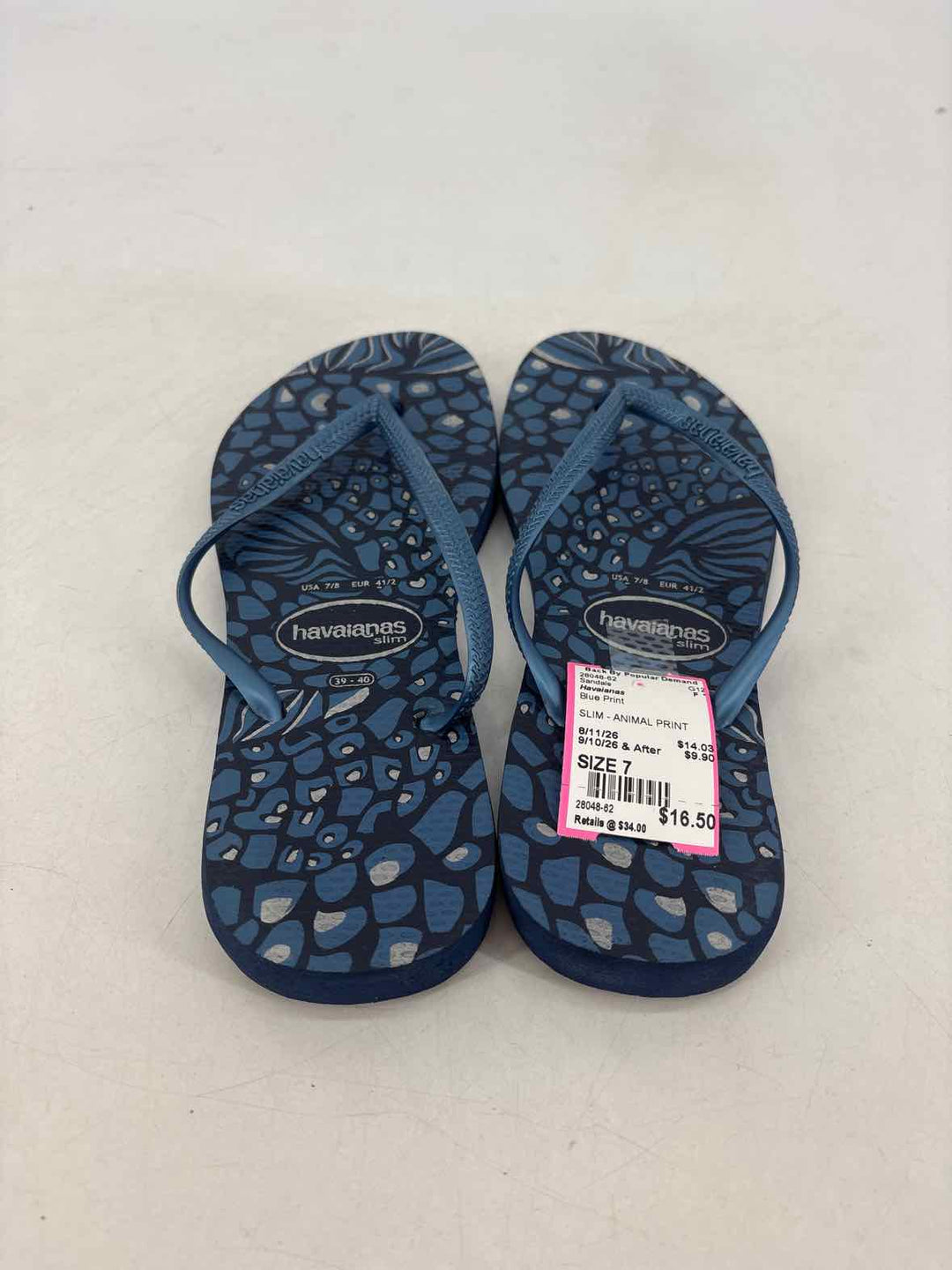 Shoe Size 7 Havaianas Blue Print Sandals