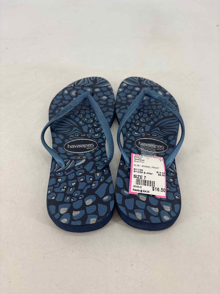 Shoe Size 7 Havaianas Blue Print Sandals