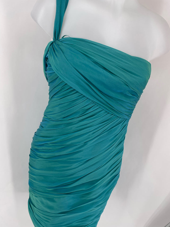 Size 6 CARMEN MARC VALVO Teal Luxury - Dress