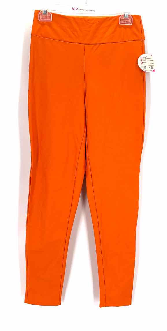 Size L Orange Faux Leather Leggings