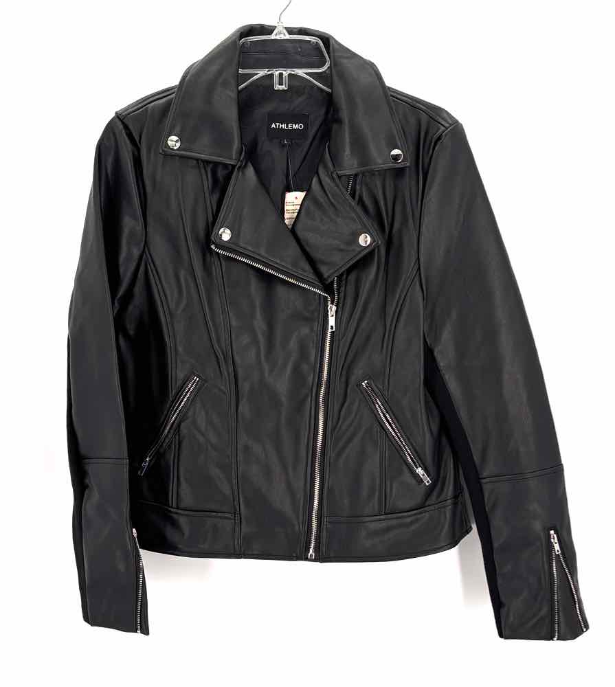 Size L Black Faux Leather Jacket