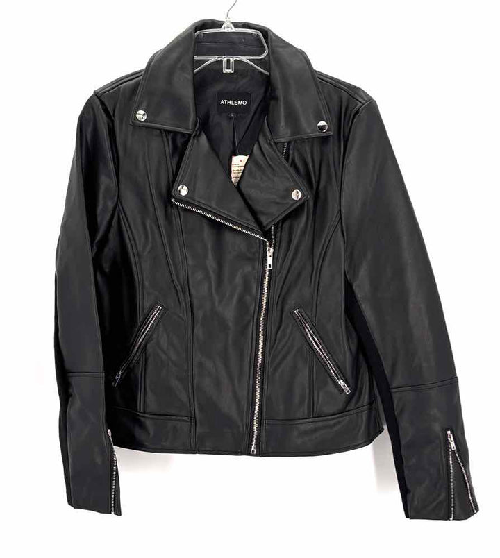 Size L Black Faux Leather Jacket